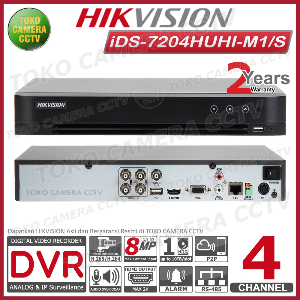 DVR HIKVISION 4 CHANNEL iDS-7204HUHI-M1/S ACUSENSE DVR 4CH