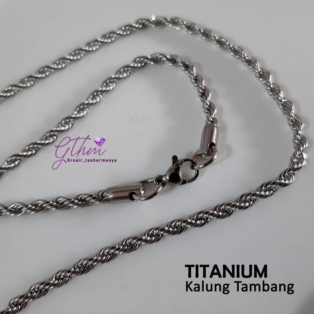 Kalung Titanium Tambang Stainless Steel Anti Karat Perhiasan fashion Import Premium klg017