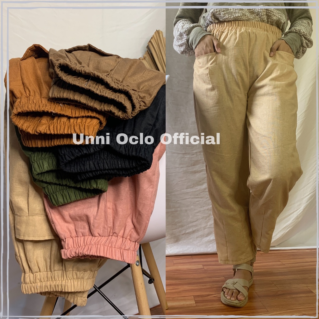 Jumbo Kulot Wanita Linen Premium Terbaru BB 35-75 Kg / Baggy Pants Hinata Linen Original Kekinian / Korean Kulot Linen Saku Depan Murah