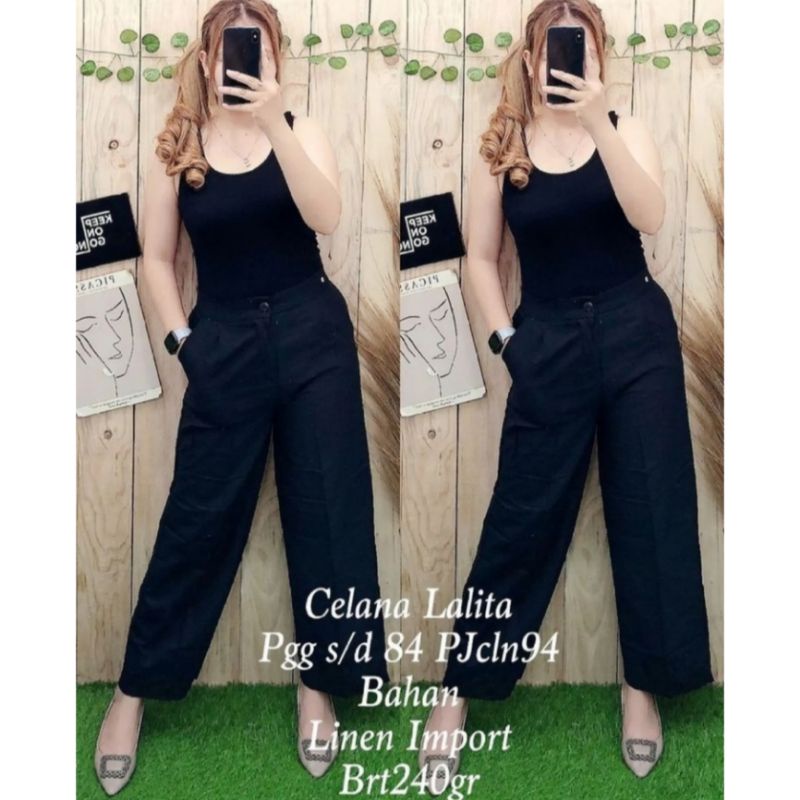 Celana Kulot Lalita Premium Linen Import Fit S-XL (Lp 74-94 cm)-1