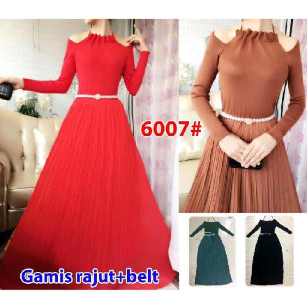 6007# maxi dress RAJUT fashion import TANPA BELT