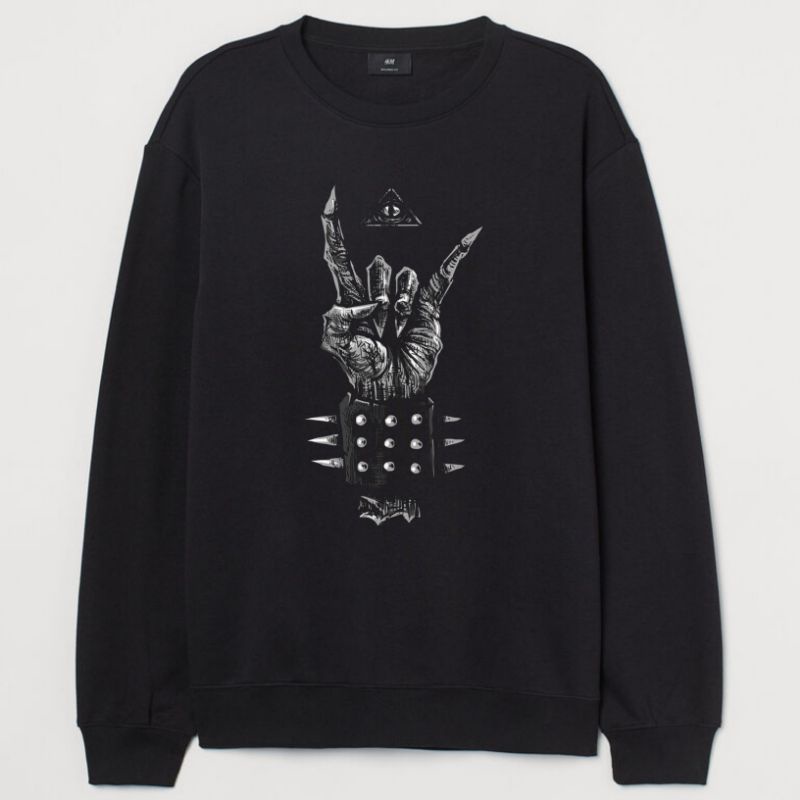 Sweater crewneck black metal iluminati / sweatshirt pria / sweater distro / crewneck basic polos / s