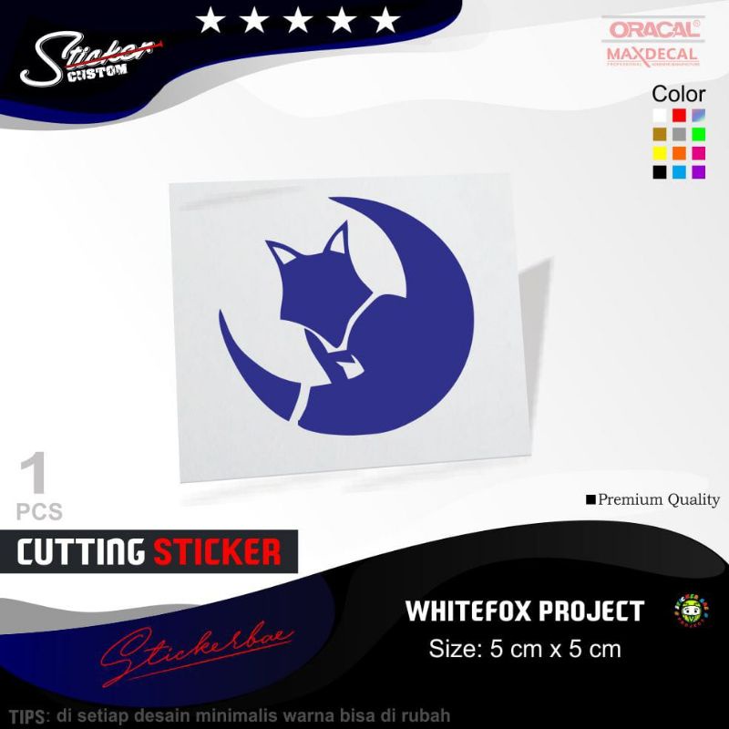 stiker whitefox project stiker bulan kucing sticker helm cutting