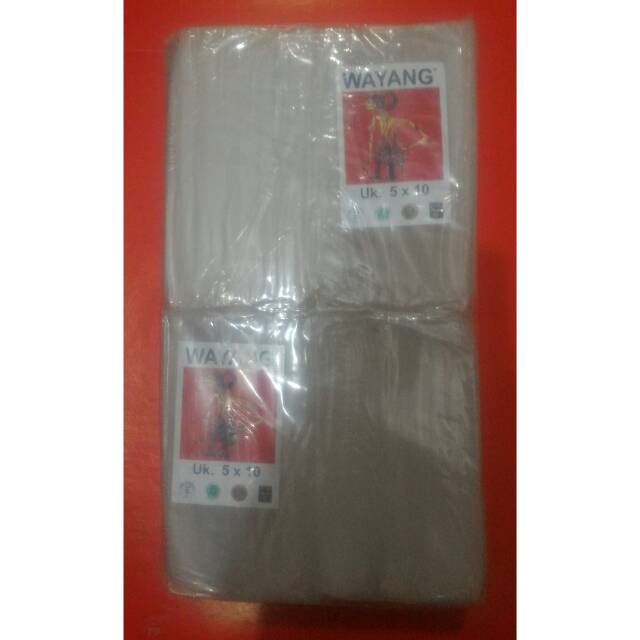 

Plastik PP uk.5x10x0,03 cm merk WAYANG 1pak isi 250gram