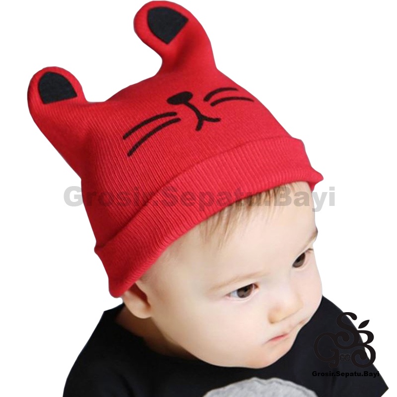 topi bayi kupluk bayi newborn model telinga kucing lucu usia 3bulan-2tahun