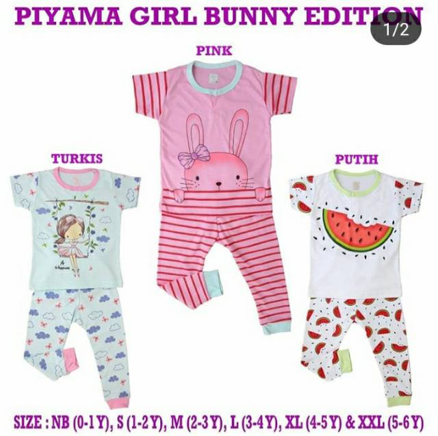 Piyama girl Kazel bunny edition/baju tidur kazel/ baju tidur anak girl