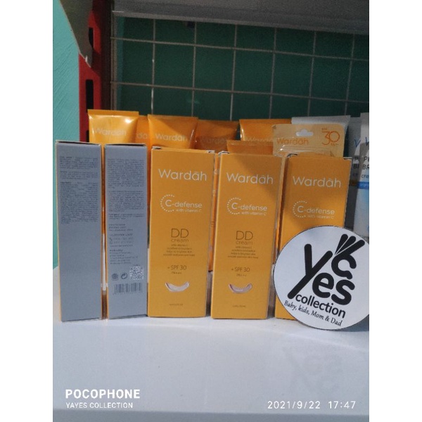 Wardah C Defense Series | Face Mist 55ml Sleeping Mask Serum 20ml DD Cream Natural Light 20 g Creamy Wash 100ml - 50ml UV Sunscreen Gel SPF 35 - 40 ml