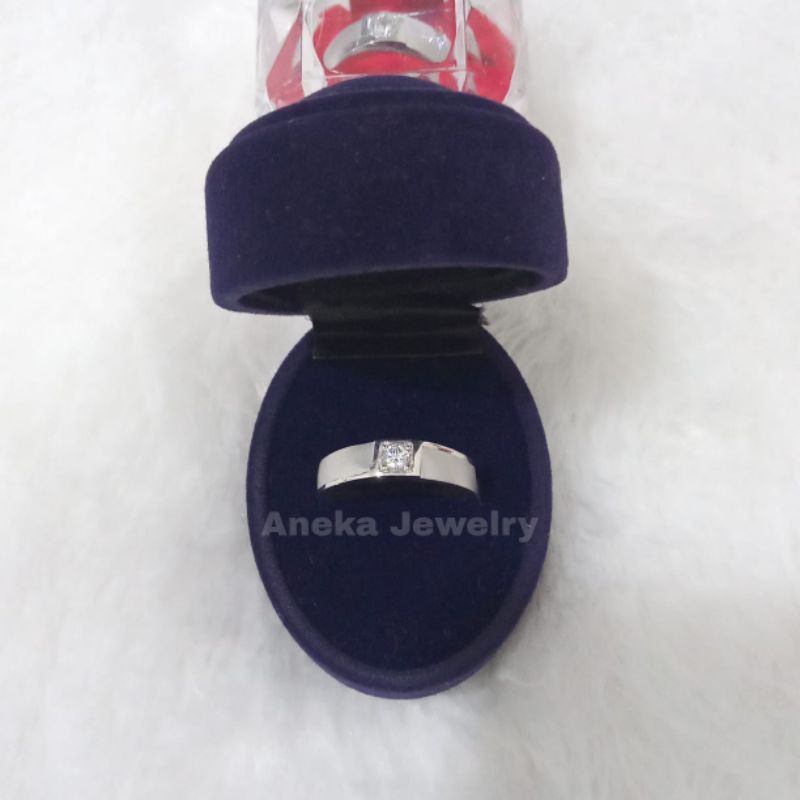 Cincin Ring Mata 1 Dove, Perak 925, Lapis Emas Putih