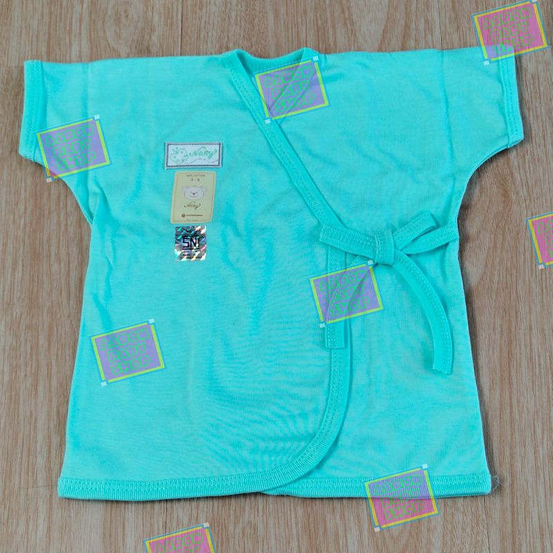 Baju Bayi Kimono Pendek NARY Size 0-3 / 3-6 bulan Warna / Putih Katun Premium Newborn SNI (KPDK)-Warna-Tosca