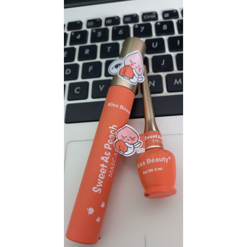 PROMO MASCARA PEACH + EYELINER PEACH  KISS BEAUTY 2IN1