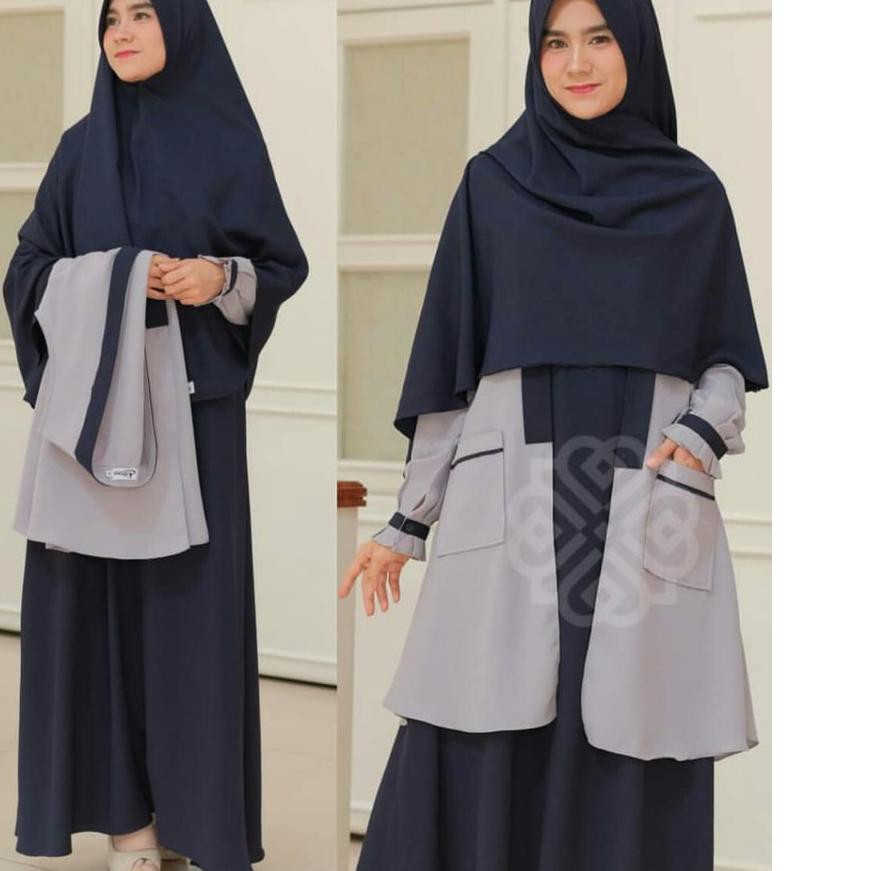 {Original} GF : ELBINA SET DRESS+OUTER (tanpa hijab) size S M L XL matt MOSCREPE fashion muslim styl