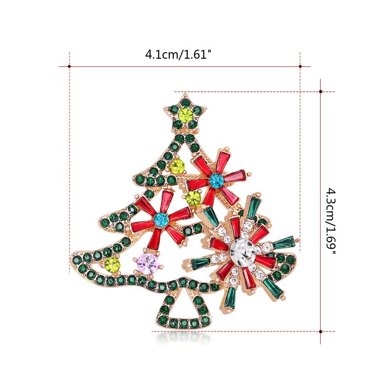 Bros Pin Desain Pohon Natal Element Aksen Berlian Imitasi Untuk Dekorasi Pesta