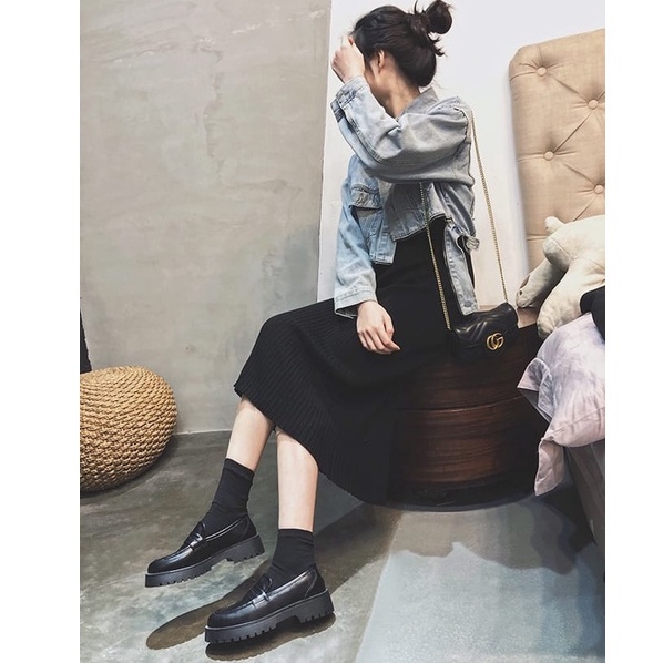 Sepatu Wanita Kulit Loafer / Sepatu Kerja Docmart Black Dof TAMARA BL 0233