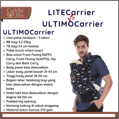 Cuddle Me Ultimo Carrier Kanvas Gendongan Bayi Cuddleme SSC 4+1 Posisi Untuk  0 sd 3,5 Tahun