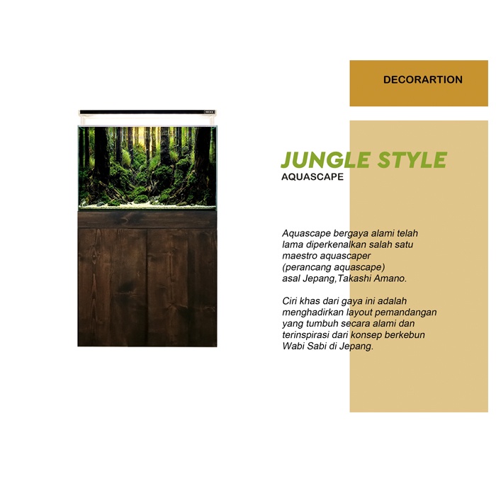 Nickz aquascape dekorasi jungle 60cm fullset all equipment + cabinet
