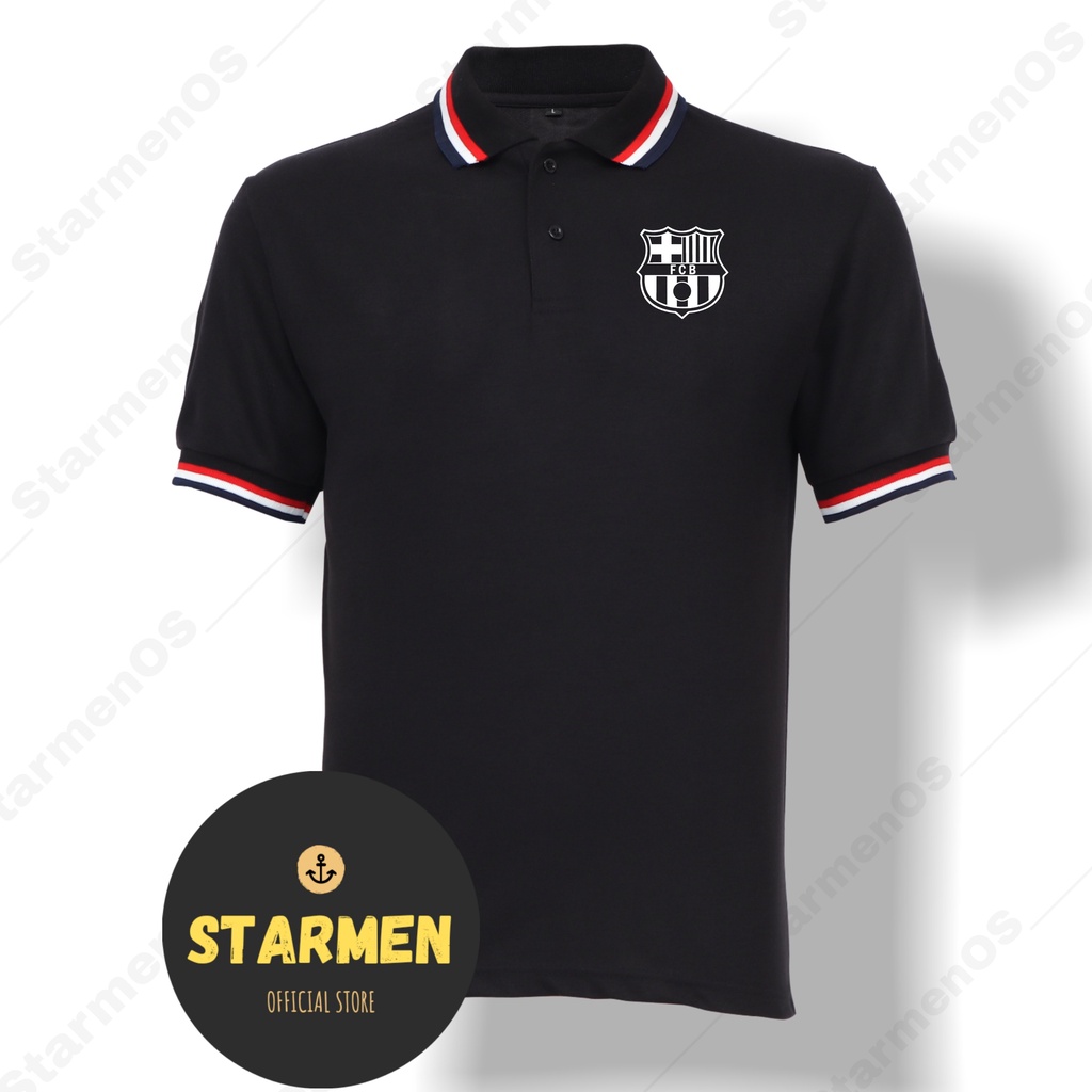 Kaos Polo Shirt Pria Kerah Logo BARCELONA