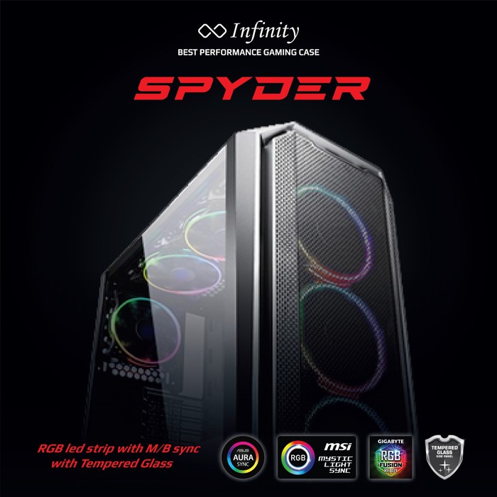 CASING GAMING INFINITY SPYDER WITH 3 FAN RGB