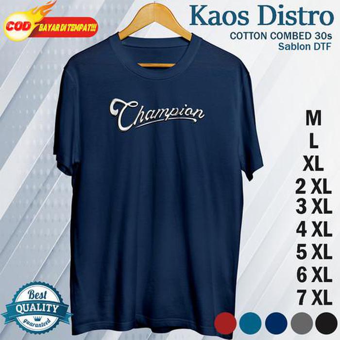 T shirt Baju Kaos Champion Original 100% Distro Pria Katun Kombed 30s_hf1225