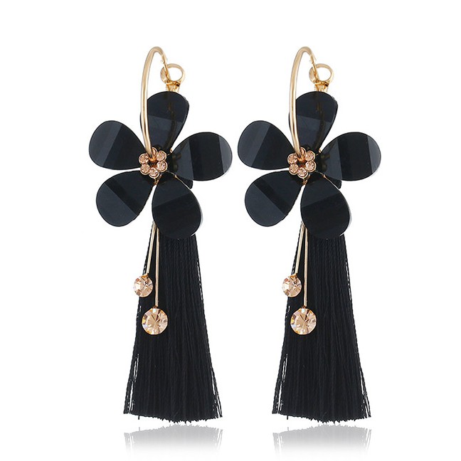 LRC Anting Tusuk Fashion Flower Shape Decorated Tassel E77633