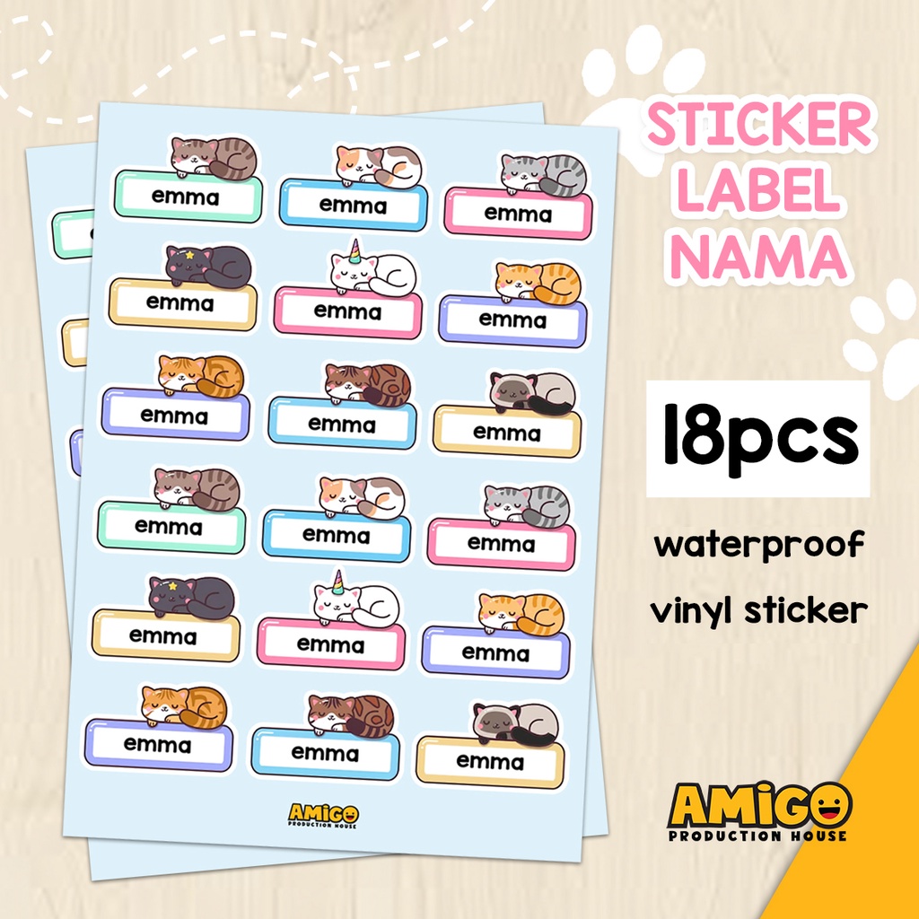 

Stiker Label Nama Anak Kucing Alat Tulis ATK Cat Stiker Lucu Sticker Buku Sticker Custom Dog Animal