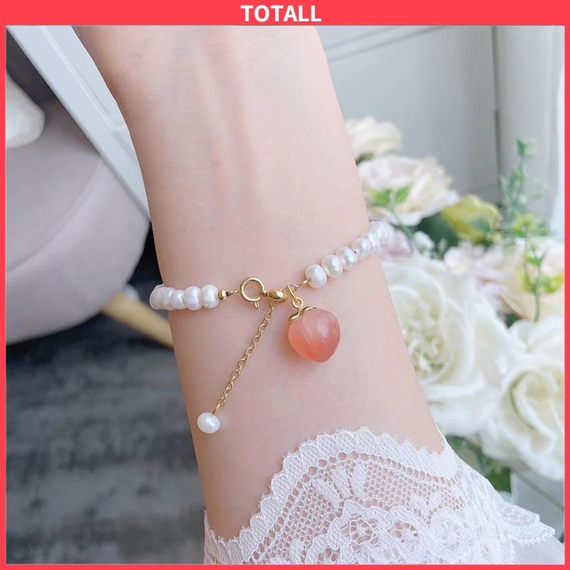 COD Gelang Mutiara Persik Pelajar Wanita Niche Design Sisters Couple Best Friends Gelang-Totall