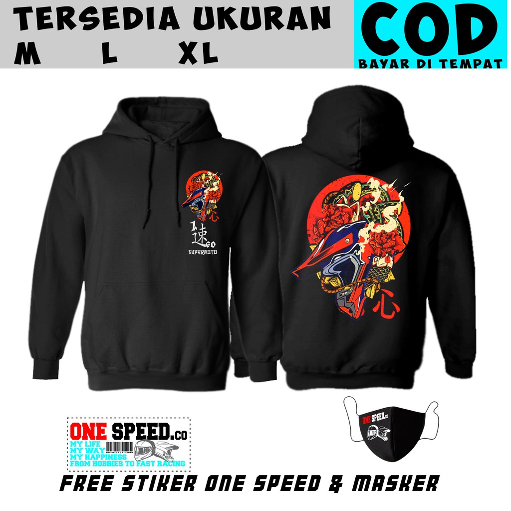 Sweater Hoodie Supermoto Pria Wanita  Motor Rider Supermoto Trail Warna Hitam Dan Putih Ukuran XXL