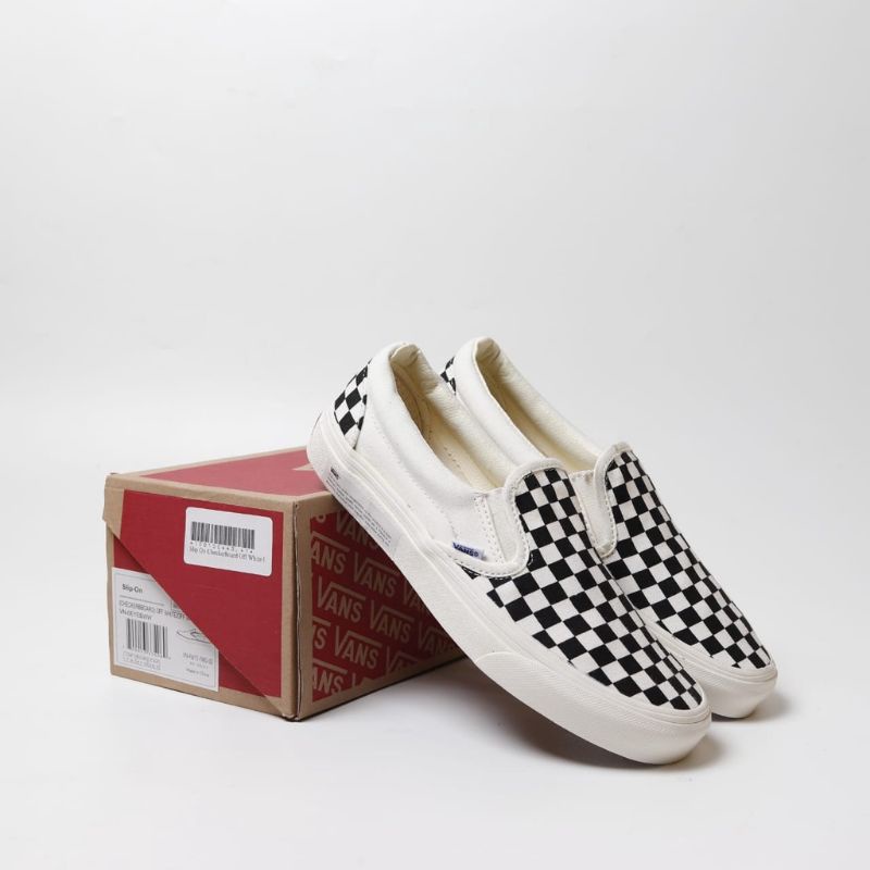 Sepatu Vans CHECKERBOARD OG Black-White / Sepatu Vans Catur Premium BNIB