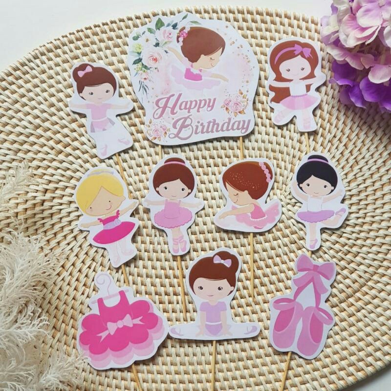 satu set cake topper hiasan kue ulang tahun karakter Balet Balerina Ballerina Ballet