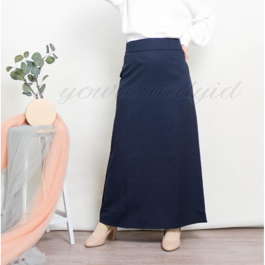 100% AMAN ROK HITAM KERJA KANTOR PANJANG A LINE WANITA BAHAN DASAR FORMAL JUMBO BIG SIZE TERBARU