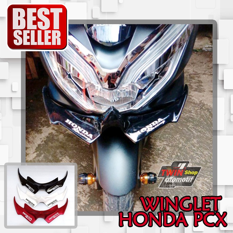 WINGLET HONDA PCX, AKSESORIS HONDA PCX, WINGLET PCX, AKSESORIS PCX HITAM GLOSSY