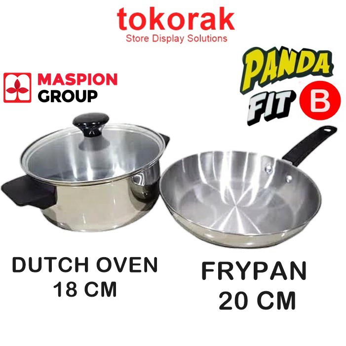 MASPION PANDA FIT B SET DUTCH OVEN 18 CM + FRYPAN 20 CM STAINLESS