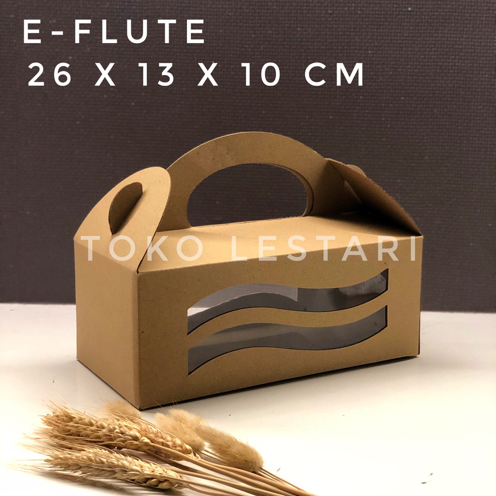 Box E-Flute Gable Box/Box Jinjing 26x13x10 cm Muat 4 Toples 250 gr untuk box kue kering, Hampers dll