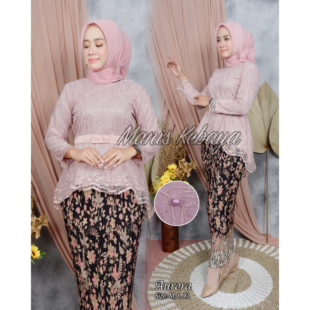 PROMO SET KEBAYA TULLE PINQUIN / SET KEBAYA TULLE MUTIARA BORDIR PINQUIN