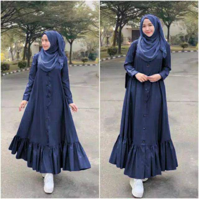 Peoni maxi dress wanita ukuran S.M .L. XL gamis Haura dress