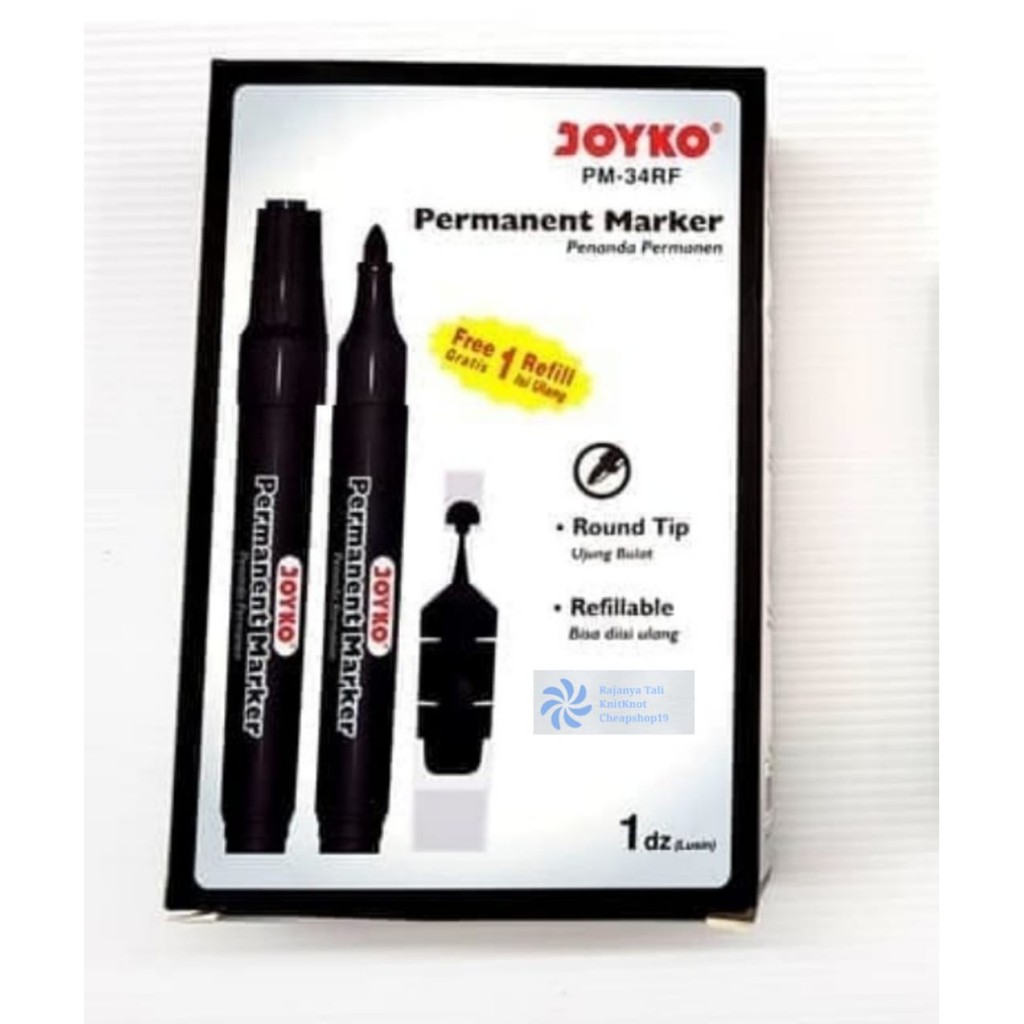 

Spidol Permanen Hitam JOYKO Permanent Marker PM-34RF Bonus Refill