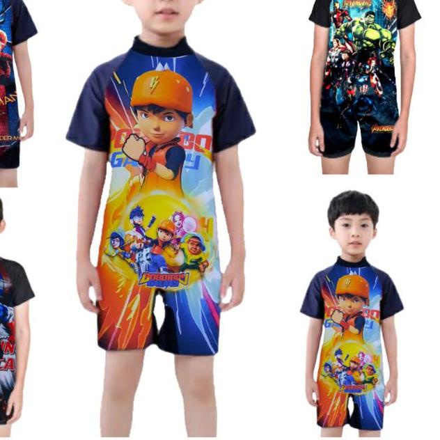 ❂ baju renang anak laki laki spiderman superhero avangers boboiboy ➬