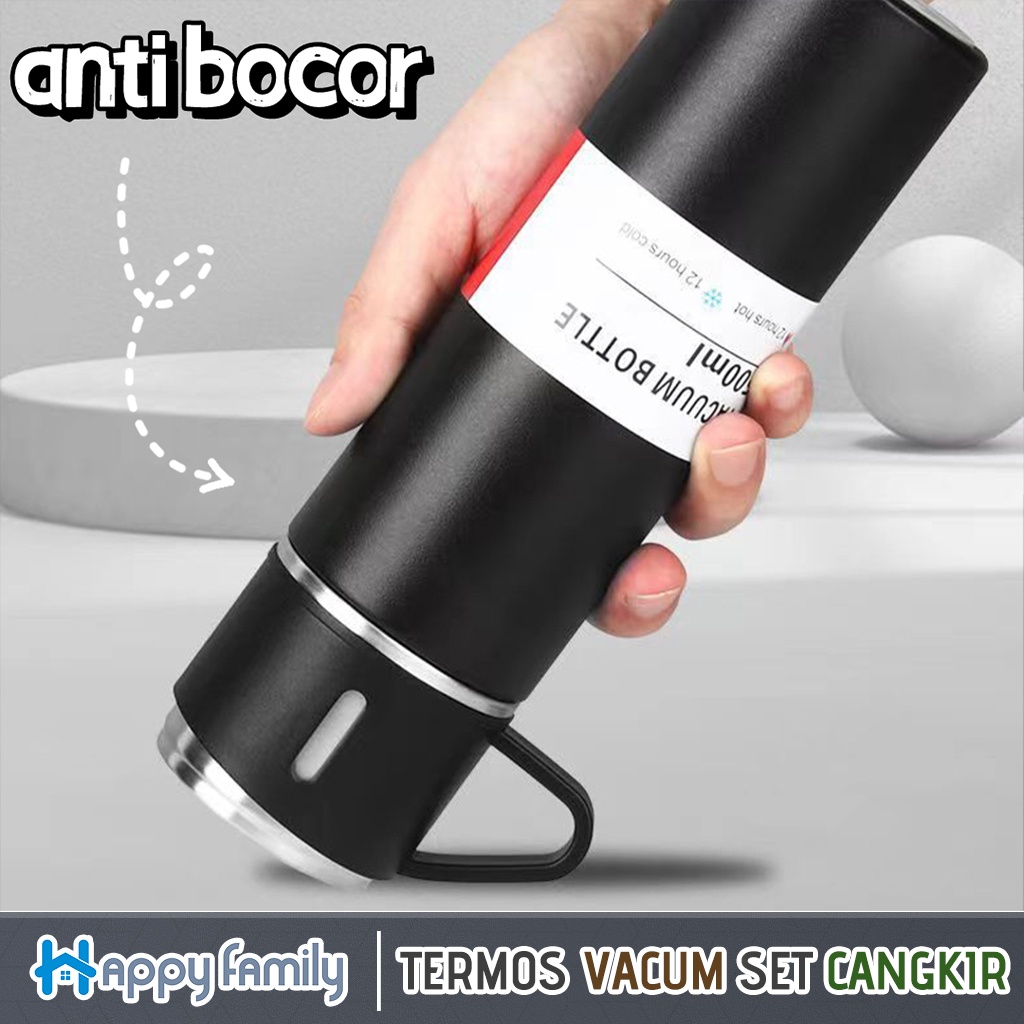 Happy Family Termos Free Cangkir Set Premium / Botol Minum Termos 500ml Vacuum Cup Stainless