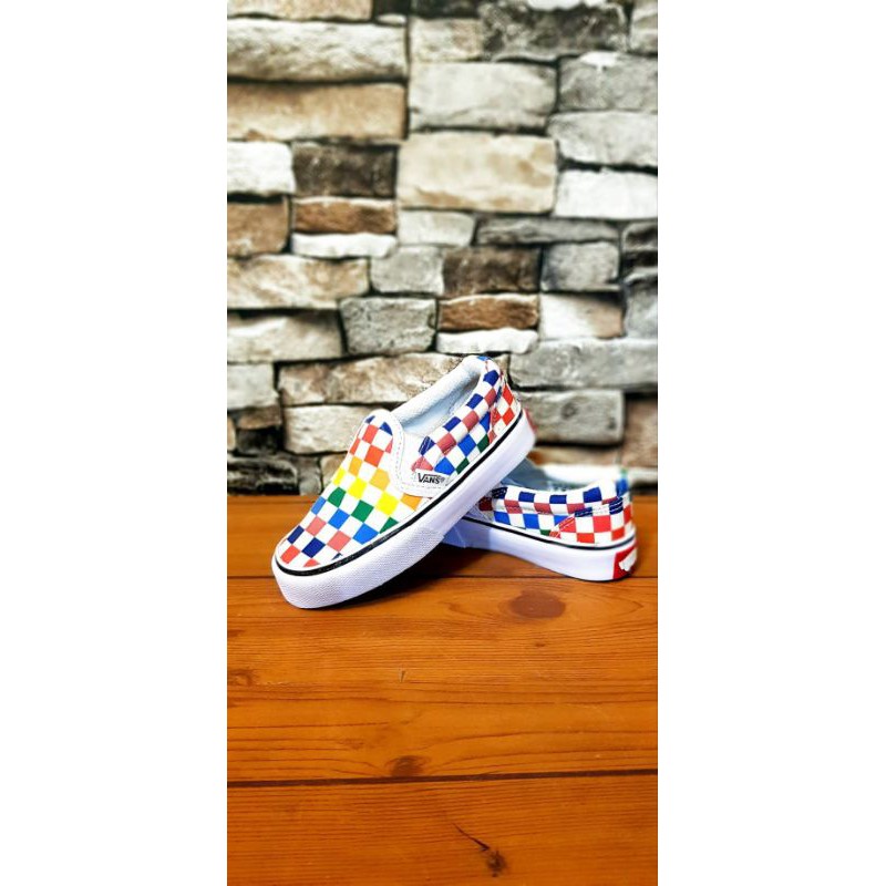 SEPATU ANAK VANS SLIP ON PREMIUM QUALITY VANS SLIP ON ANAK RAINBOW