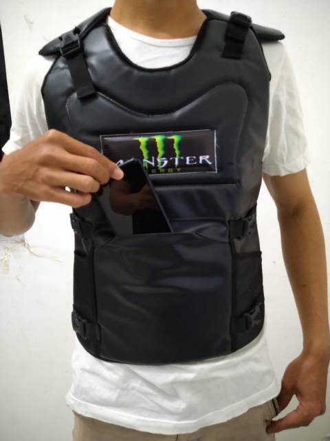 Rompi Motor Touring Biker Body Protector New Grand Monster Rompi kulit / Grab Gojek / Rompi Dada