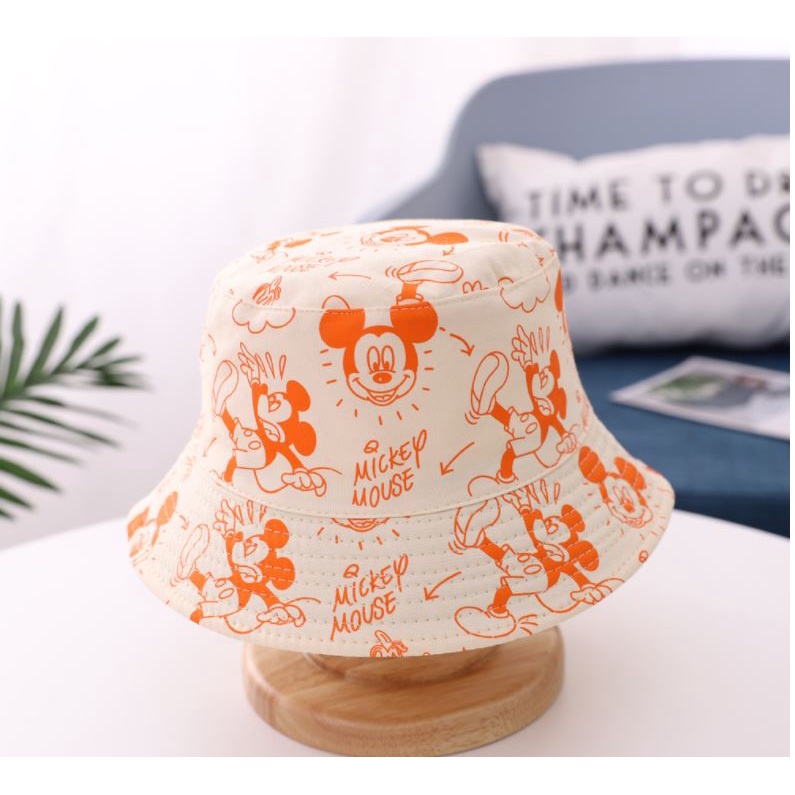 Topi Anak Buket Bucket Pantai Lebar Motif Mickey Unisex Impor-2