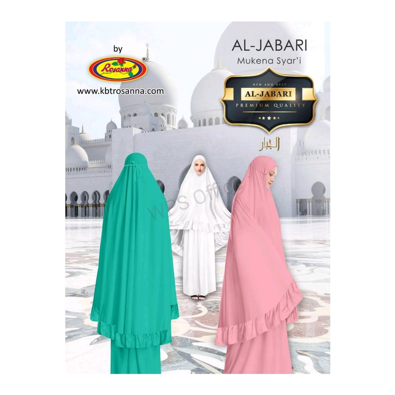 Mukena Al-Jabari Jumbo Size Rempel Tas Serut Dusty Pink White Gold Grey Green Blue Turquoise