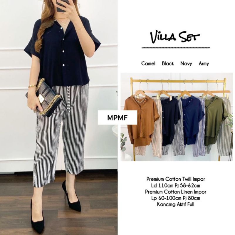 villa set setelan celana wanita modis casual
