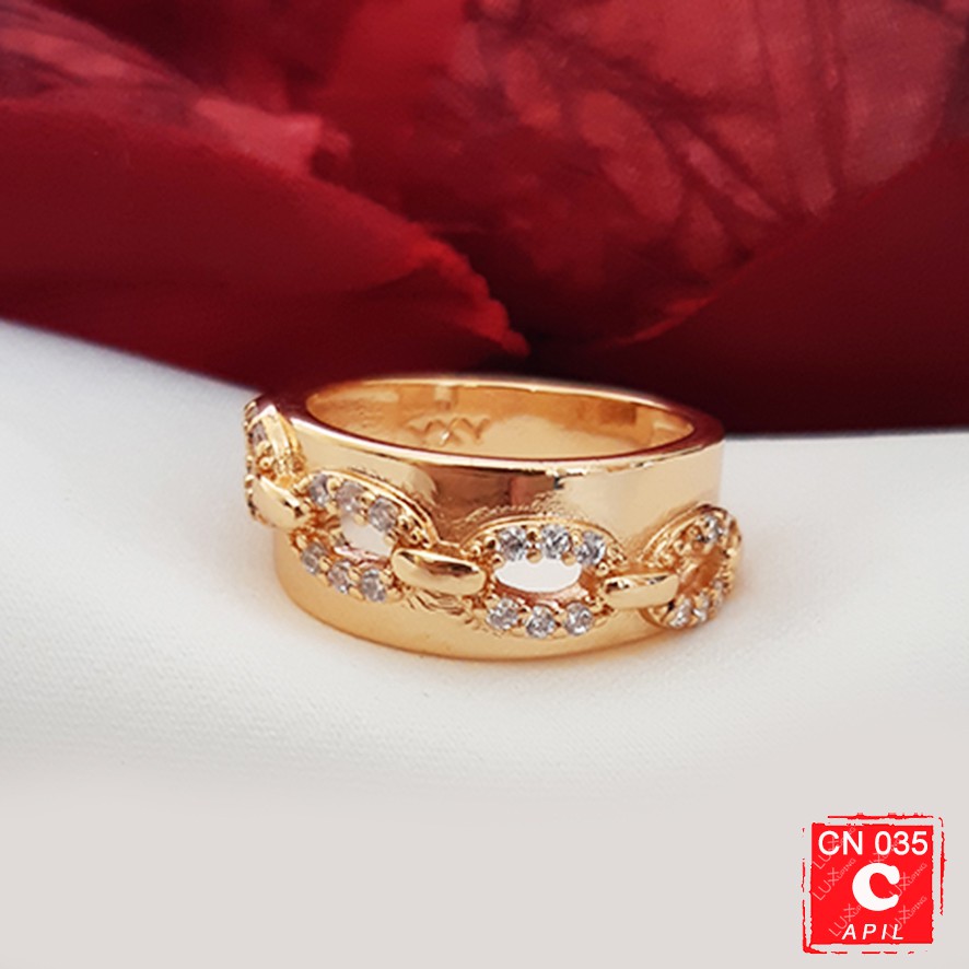 CN 035 Cincin Wanita Dewasa Murah Perhiasan Imitasi Cantik Cincin Xuping Lapis Emas Luxx Xuping