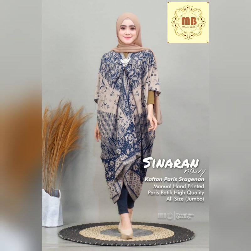 batik cewek kaftan sinaran navy katun batik kondangan all size