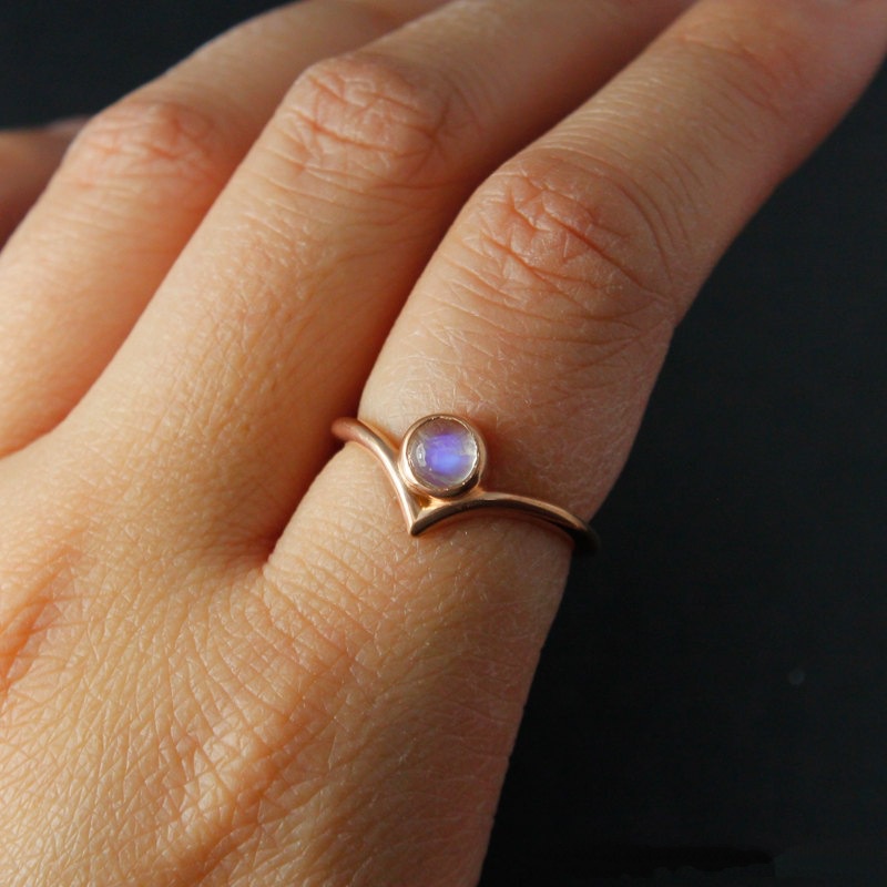 Cincin Bahan Sterling Silver 925 Hias Moonstone Untuk Wanita Jza005