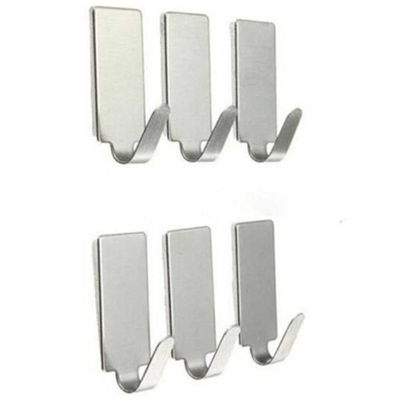 Gantungan Baju Serba Guna Stainless Steel Adhesive 6 PCS