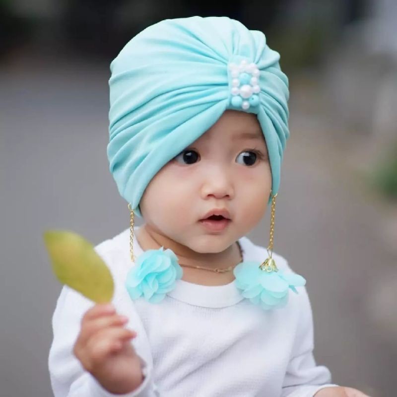 turban Anting Flower anak bayi perempuan Usia 0 - 3 Tahun | ciput baby new born 6 - 2 thn | bandana Baby Girl newborn import Premium lucu 1 - 5 Bulan