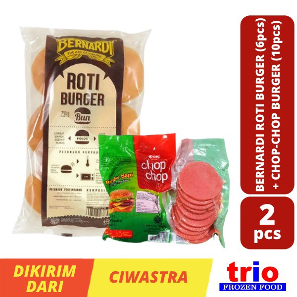 PAKET BURGER Bernardi Roti Buger 6pcs + Chop-Chop Beef Burger Besar 10pcs