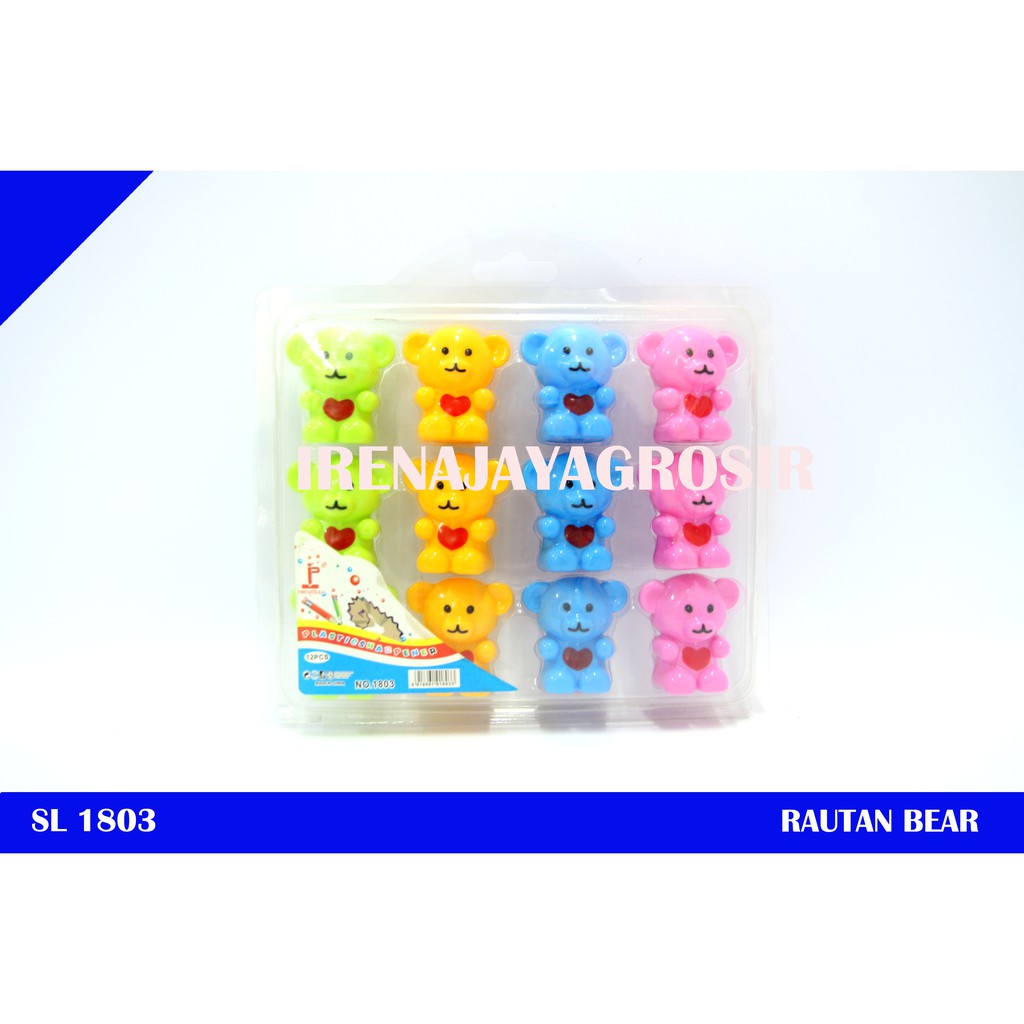 

Rautan Pensil Beruang 12 pcs | Rautan Pensil | Serutan Pensil Lucu