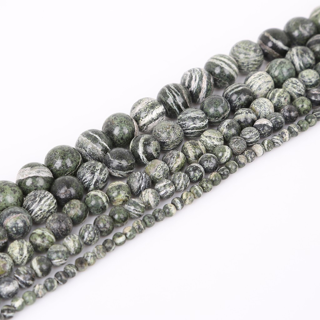 4/6/8/10/12 mm 15'' Black Network zebra Stripes Natural Stone Beads/Green Zebra beads Natural Stone Beads/African Bloodstone Stone Beads/Natural Rhodochrosite Stone Beads  Round Loose Spacer Bead For Jewelry Making DIY Bracelet